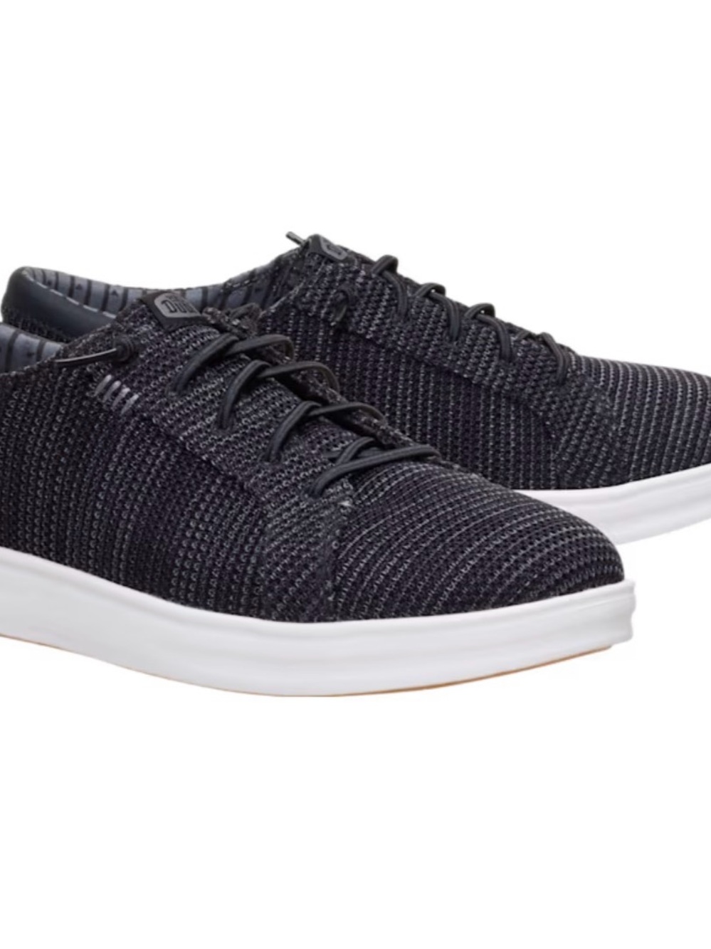 Hey Dude Black Knit Lace-Up Sneakers with White Sole